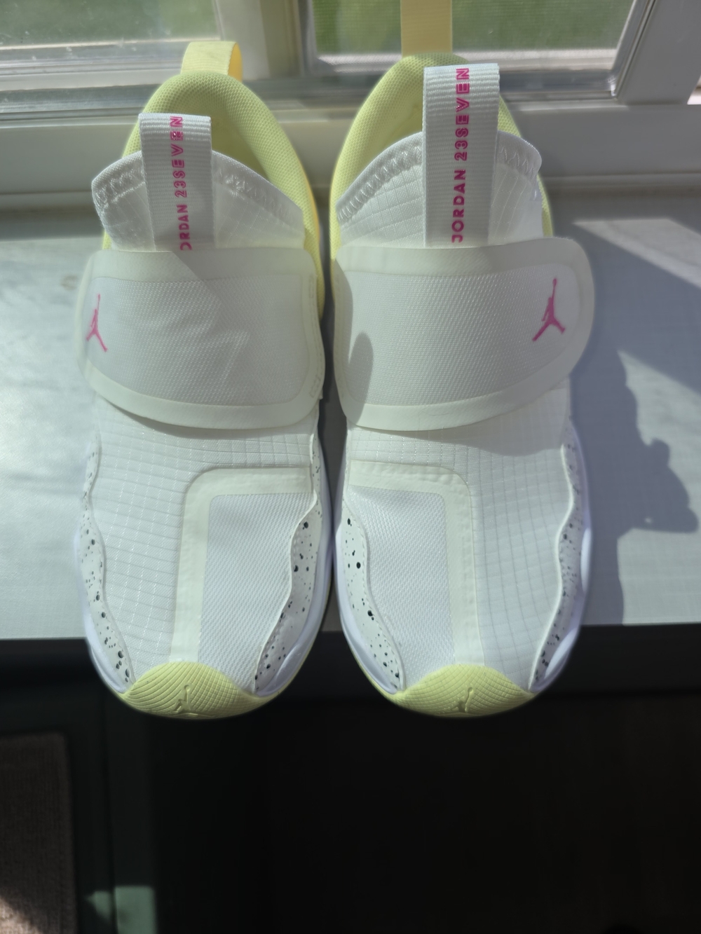 Nike Jordan Slip-On Sneakers in White with Pink & Lemon Accents